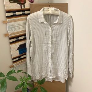 Pin-Stripe Button Up Collared Top